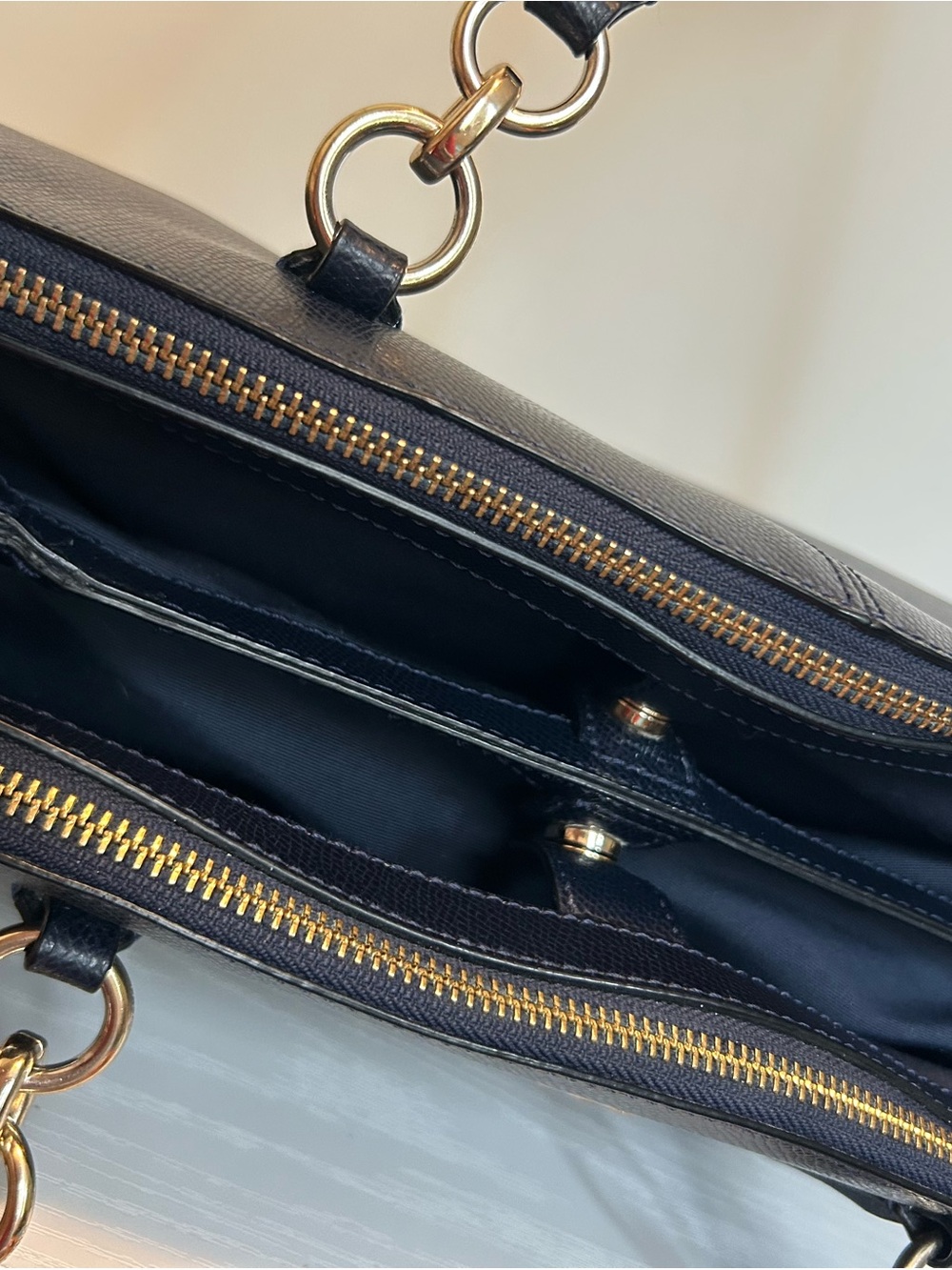 Coach Christie Navy Leather Shoulder Tote - Picture 6 of 9